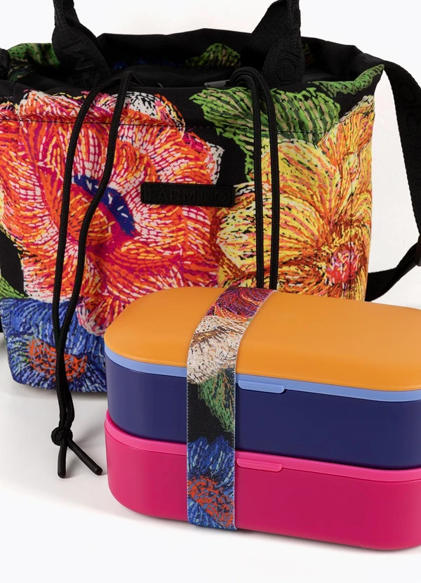 Farm Etc - Lancheira Ziriguidum Max Floral Paríso Preto 2