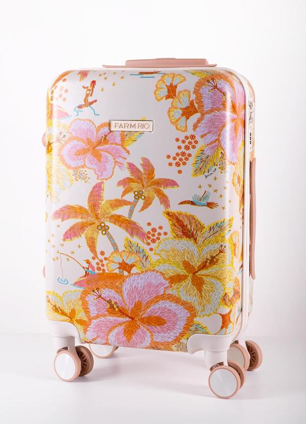 Farm - Mala Me Leva Rígida Tam P Ilha de Flor Bege