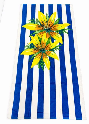 Farm Etc - Toalha Chamego Listrado Sonhador Flor Azul - FARM ETC