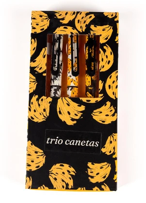 Farm Etc - Trio Canetas Anota Aí Bossa Banana Preto - FARM ETC