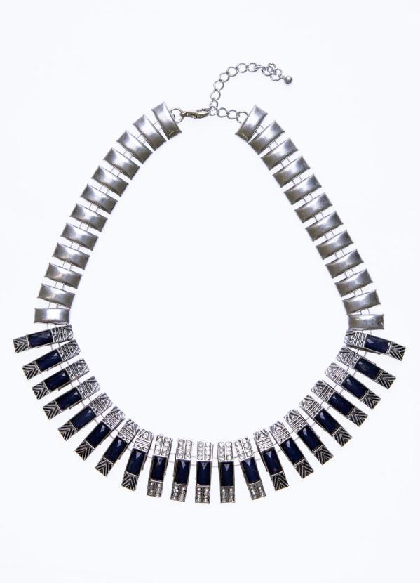 Quintess - Conjunto com Pedrarias e Textura Prata e Azul 3