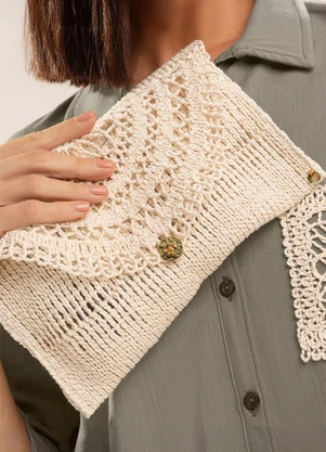 Gris - Bolsa Clutch em Crochê  Bege - GRIS