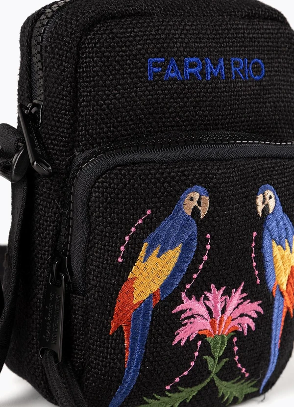 Farm Etc - Bolsa da Gema Bordado Arara Preto 3