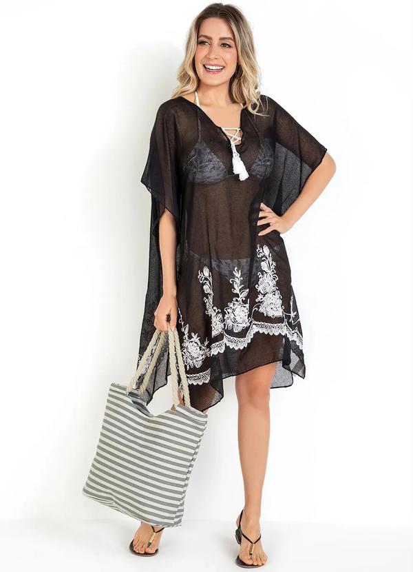 Outlet - Bolsa Praia Estampada com Alças de Corda Cinza 2