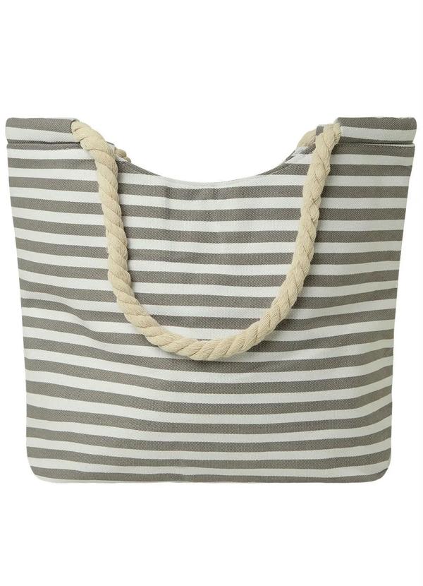 Outlet - Bolsa Praia Estampada com Alças de Corda Cinza 3