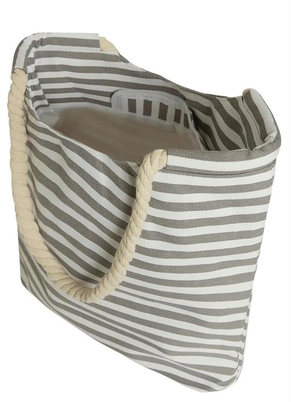 Outlet - Bolsa Praia Estampada com Alças de Corda Cinza 4