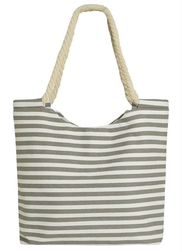 Outlet - Bolsa Praia Estampada com Alças de Corda Cinza 5