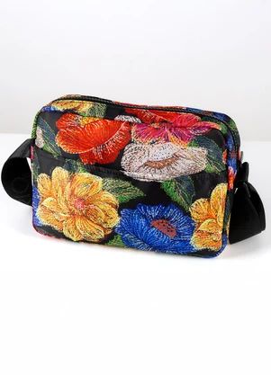 Farm Etc - Bolsa Ziriguidum Floral Paraíso Preto - FARM ETC