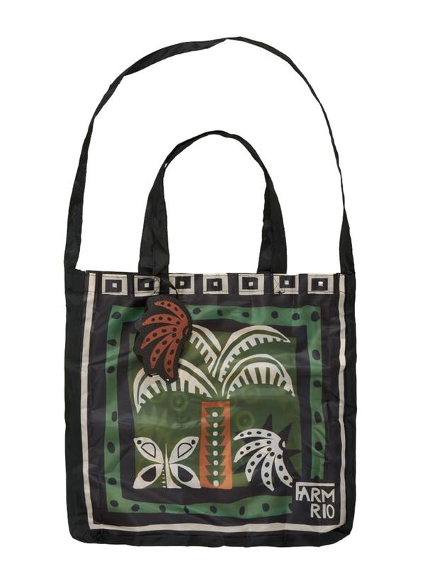 Farm Etc - Bolsinha Me Leva Gráfico Tropi Preto