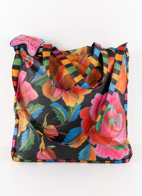 Farm Etc - Bolsinha Me Leva Rosas Pintadas Preto 2