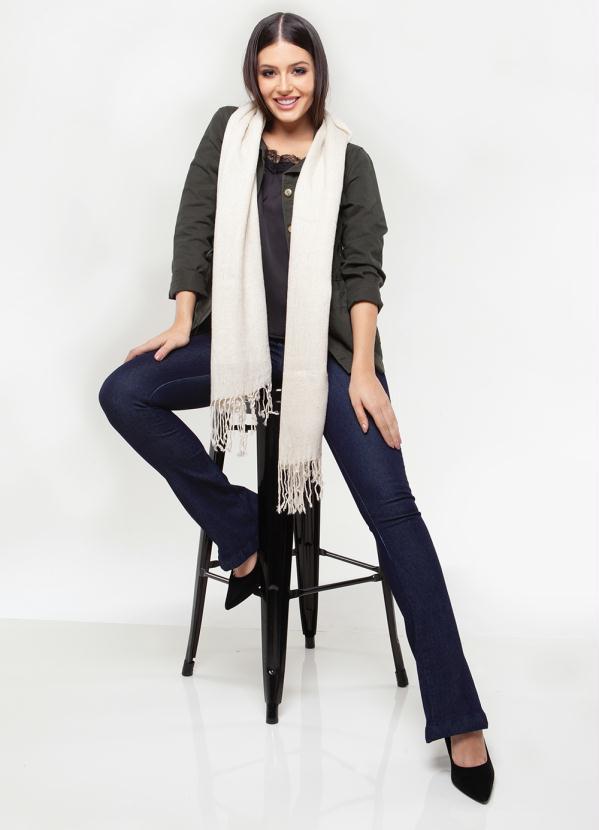 Quintess - Cachecol Bege com Franjas 2