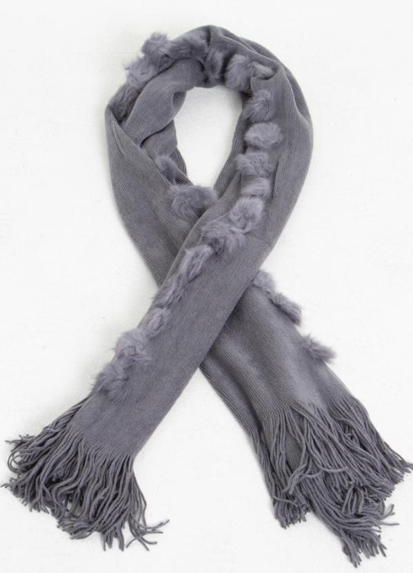 Quintess - Cachecol Cinza Quintess com Pompons 3