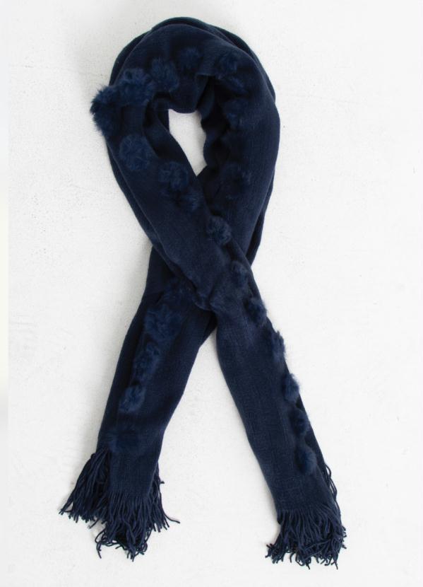 Quintess - Cachecol Marinho Quintess com Pompons 3