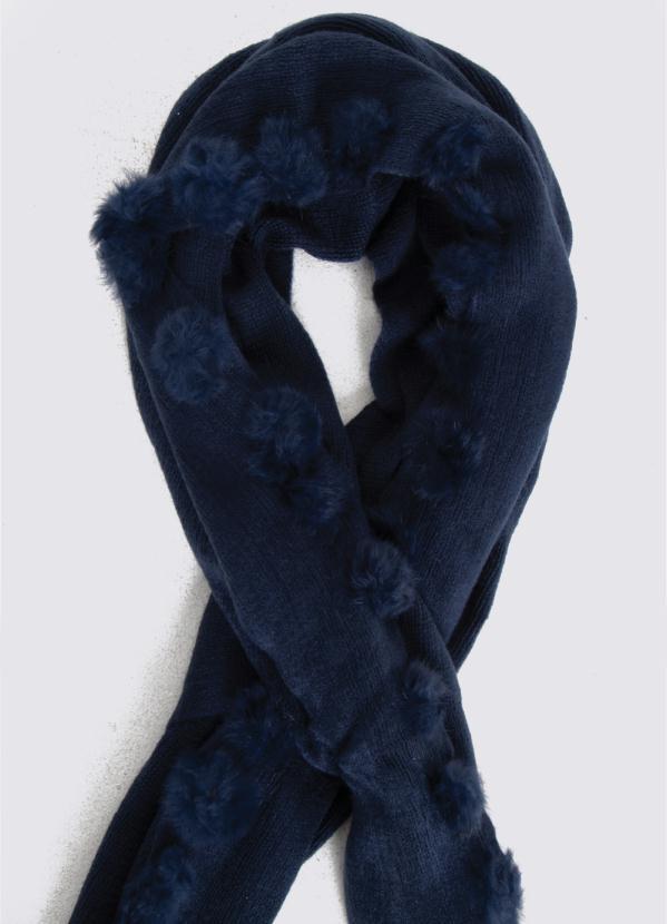 Quintess - Cachecol Marinho Quintess com Pompons 4