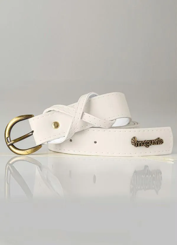 Marguerite - Cinto Off White com Fivela de Metal Plus Size