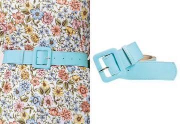 Cinto Azul Claro com Fivela Revestida