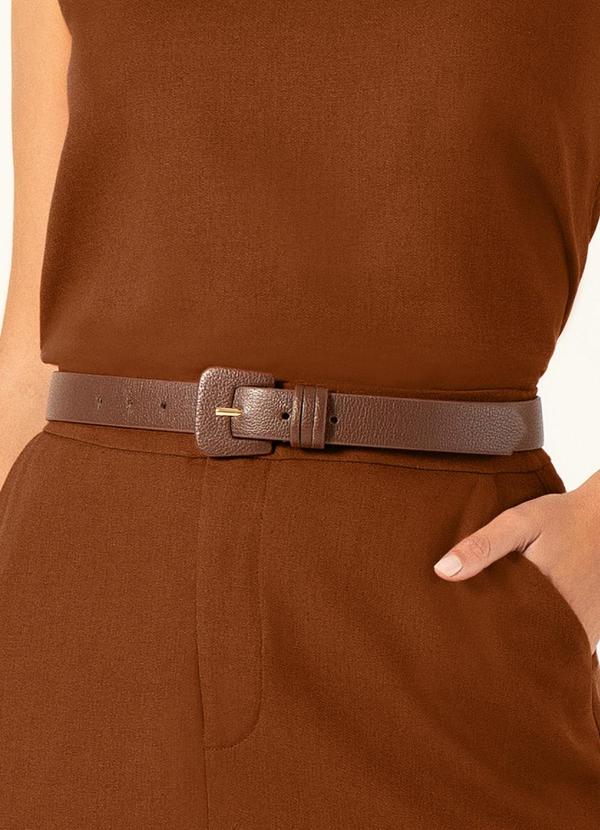 Principessa - Cinto com Fivela Forrada em Couro Oriana Marrom