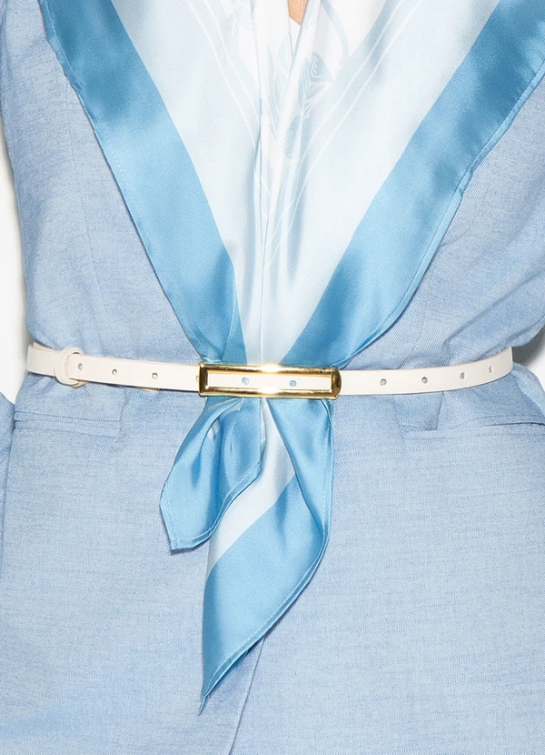 Principessa - Cinto Estreito com Fivela Vazada Aveia Liane