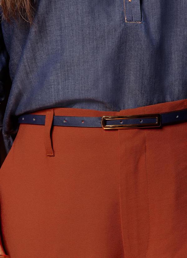 Principessa - Cinto Estreito com Fivela Vazada Marinho Liane