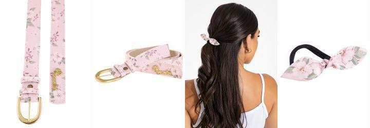 Cinto Floral Rosa com Fivela