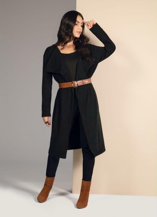 Quintess - Cinto Marrom com Fivela Redonda Dourada 2