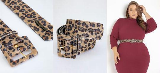 Cinto On�a em Sint�tico Felpudo Largo Plus Size