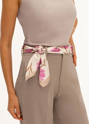 Principessa - Lenço Barrado Nude com Estampa de Rosas Flora - PRINCIPESSA