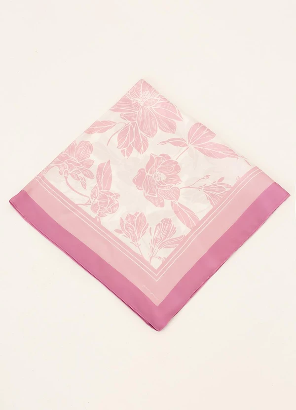 Principessa - Lenço Barrado Off White com Estampa Floral Rosa Livia 7