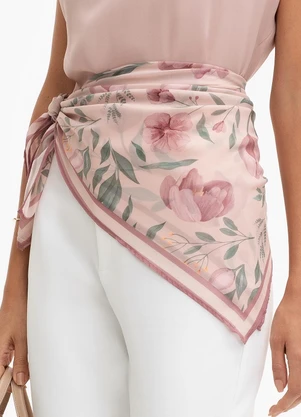 Principessa - Lenço Barrado Estampado Rosê Floral Ane - PRINCIPESSA