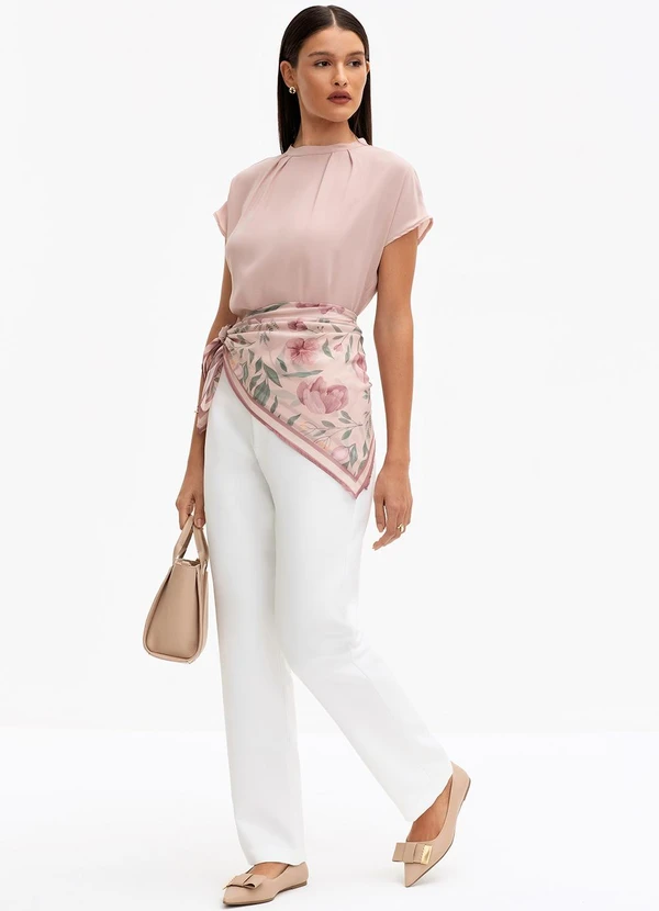 Principessa - Lenço Barrado Estampado Rosê Floral Ane 2