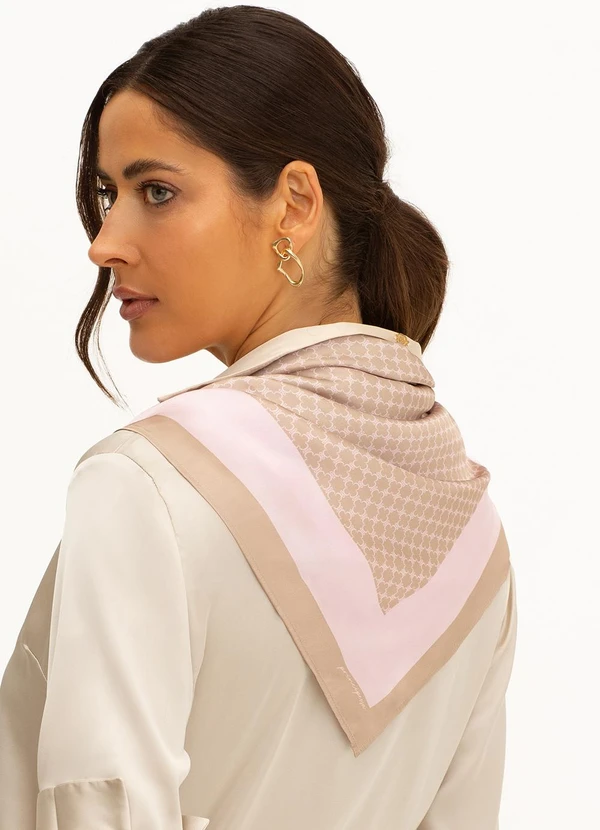 Principessa - Lenço Barrado Estampado Nude e Rosa Luiza 2