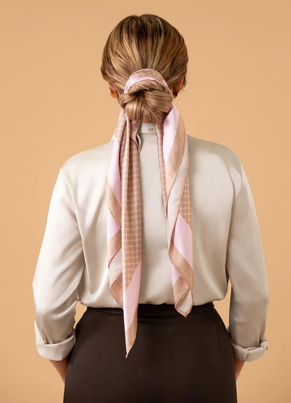 Principessa - Lenço Barrado Estampado Nude e Rosa Luiza 7