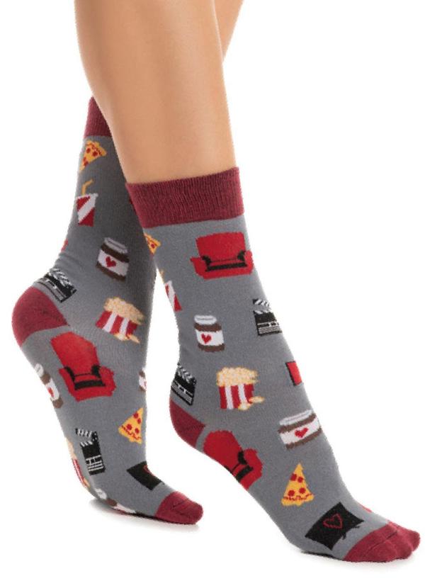 Rovitex - Meia Divertida Casual Feminina Cinza