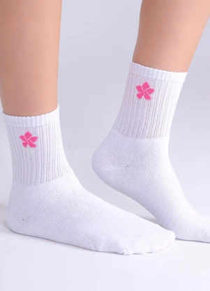 Meia Feminina Soquete sem Costura Branco Dukali