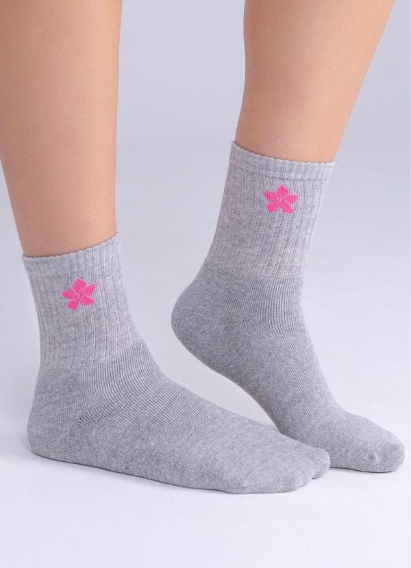 Dukali - Meia Feminina Soquete sem Costura Cinza 1