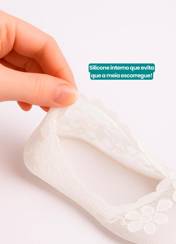Dukali - Meia Invisível Renda Branco 2