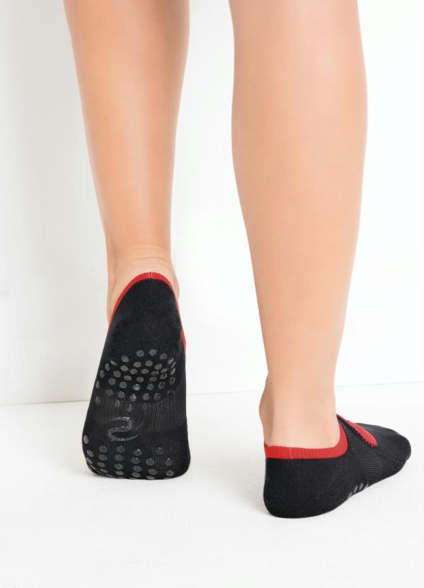 Alma Dolce - Meia Sapatilha Antiderrapante Vermelha e Preta 2