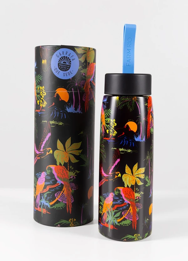 Farm Etc - Garrafa que Sede 500ml Voo Descoladinha Preto