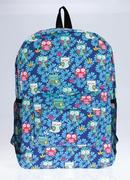 Mochila com Estampa de Corujas e Flores Azul 