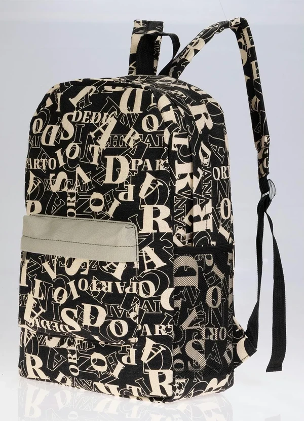 Perfecta - Mochila Estampada com Bolso Frontal Preta 2
