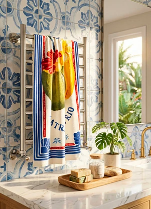 Farm Etc - Toalha Chamego Selo Praiano Navy Off White - FARM ETC