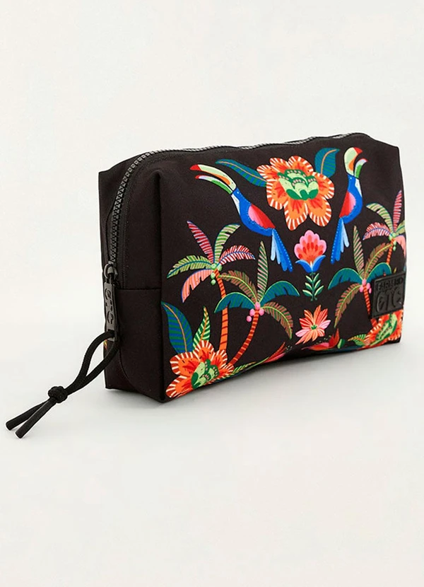 Farm Etc - Maxi Necessaire Ora Bolas Jardim Tropical Preto