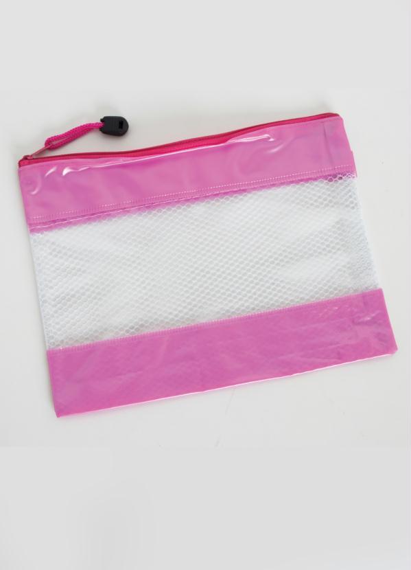 Quintess - Necessaire com Transparência e Zíper Rosa
