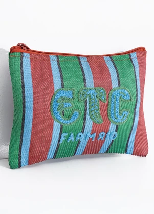 Farm Etc - Necessaire Flat Rafia Multicolor Azul - FARM ETC