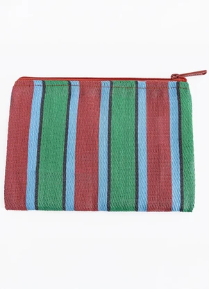 Farm Etc - Necessaire Flat Rafia Multicolor Azul - FARM ETC