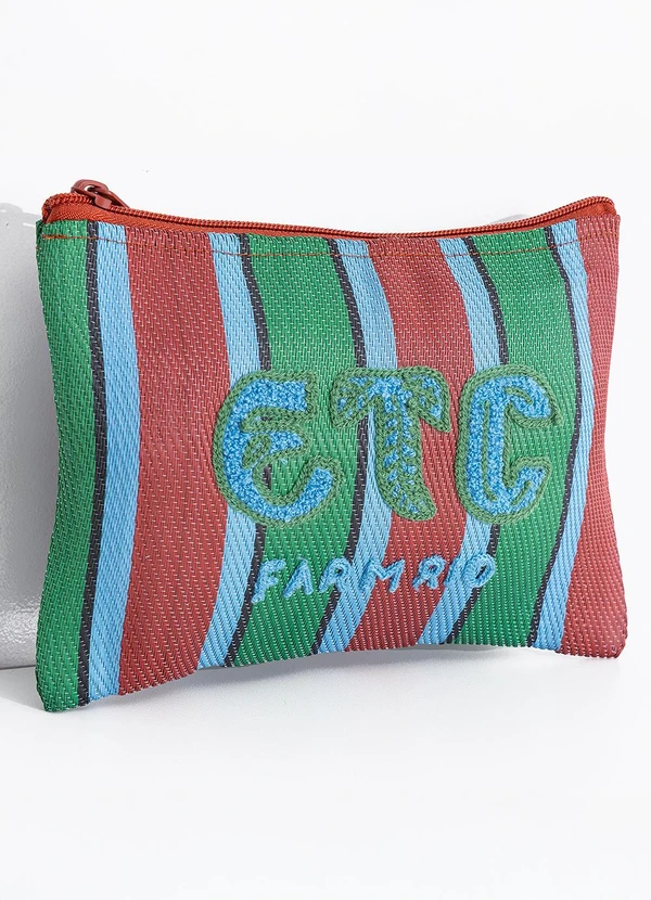 Farm Etc - Necessaire Flat Rafia Multicolor Azul