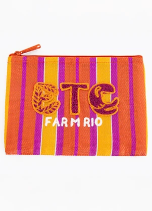 Farm Etc - Necessaire Flat Rafia Multicolor Laranja - FARM ETC