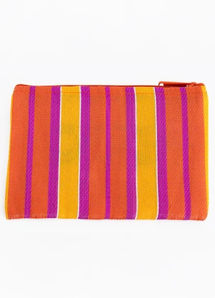 Farm Etc - Necessaire Flat Rafia Multicolor Laranja - FARM ETC