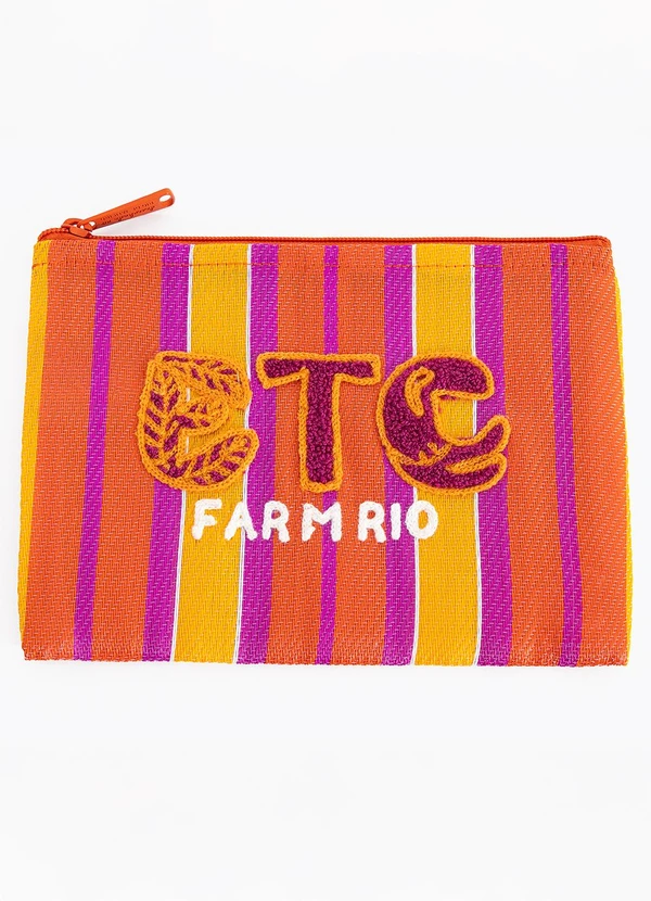 Farm Etc - Necessaire Flat Rafia Multicolor Laranja