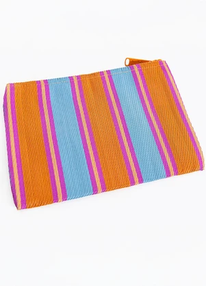 Farm Etc - Necessaire Flat Rafia Multicolor  Laranja - FARM ETC